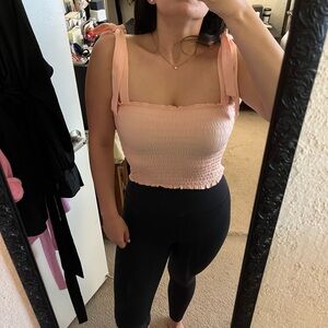 Smocked cropped tank top
